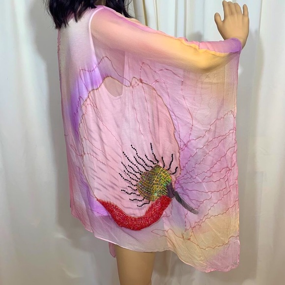 Silk Sequins & Beaded Coverup - Picture 3 of 12